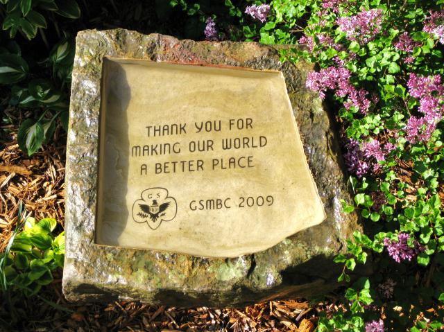 one of our birdbaths with engraving in the top